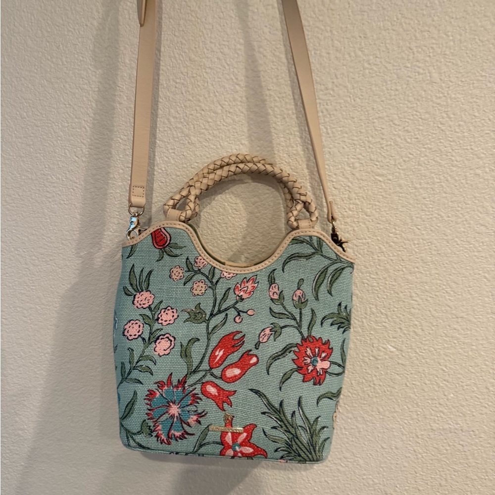 Spartina 449 Floral Crossbody Bag - Blue and Tan
